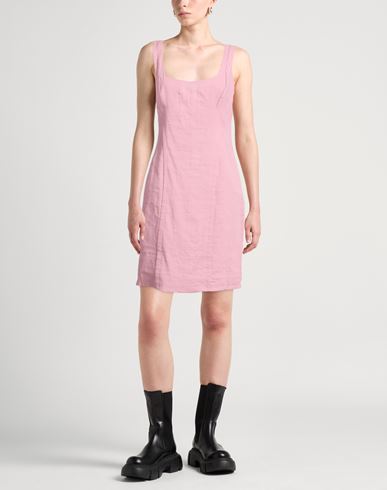 Woman Mini dress Pink Size 10 Linen, Viscose, Elastane
