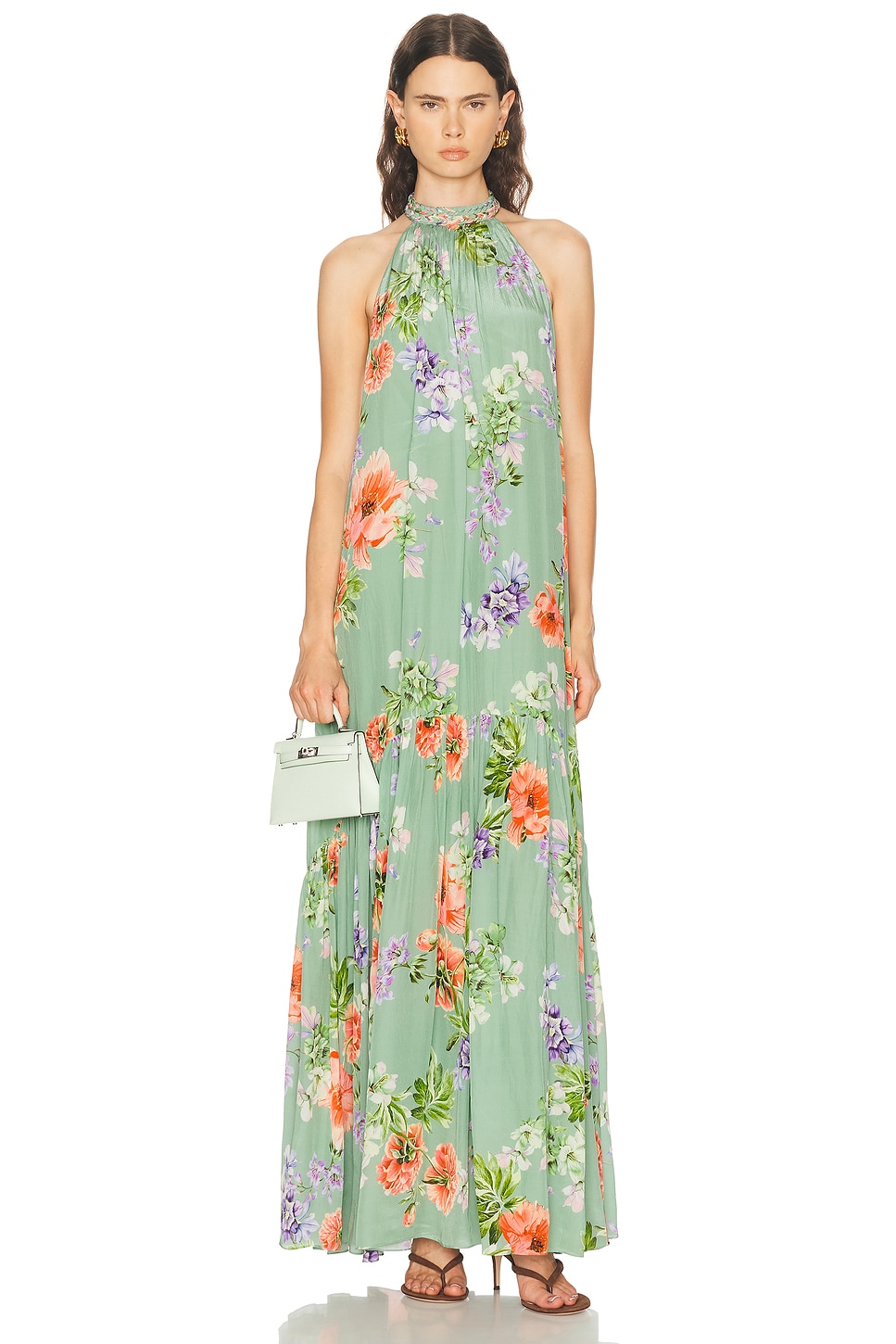 HEMANT AND NANDITA Maxi Dress in Sage. M. Also in