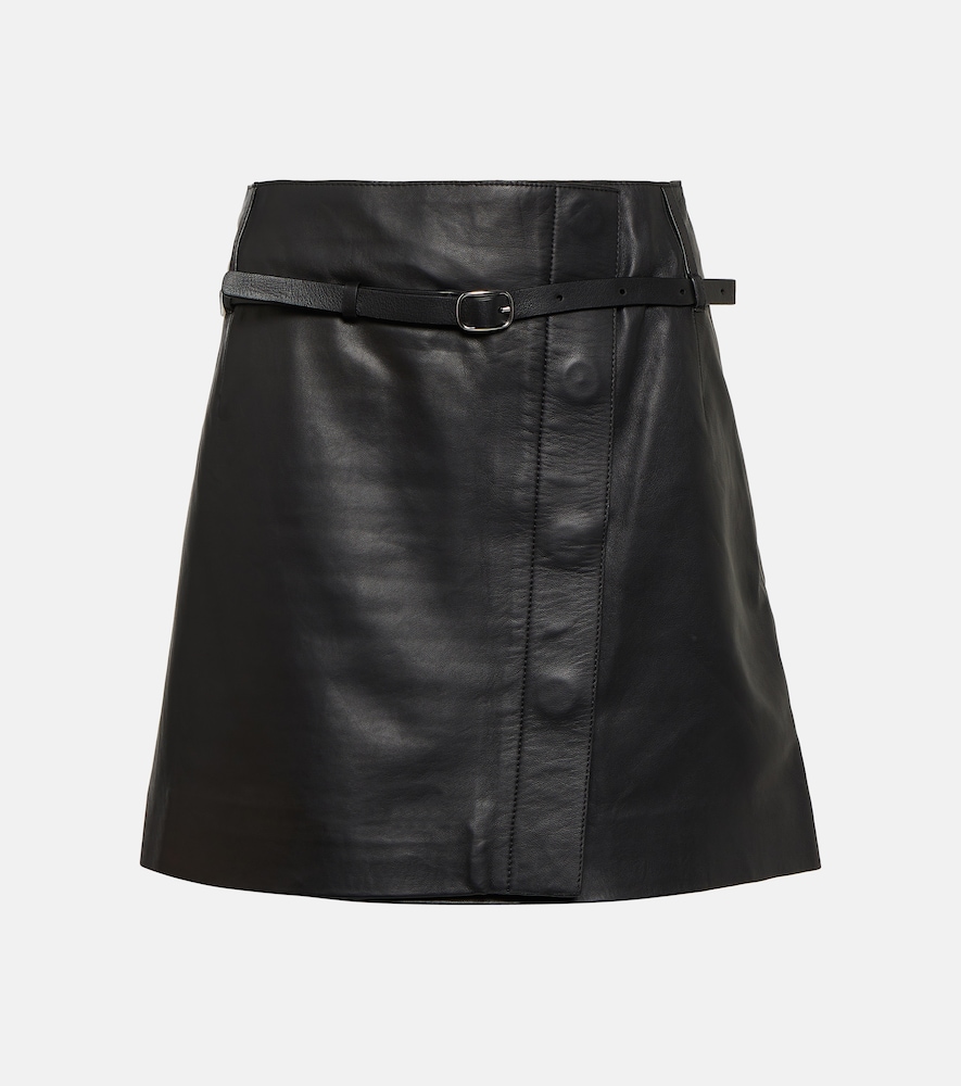 Wrap leather miniskirt