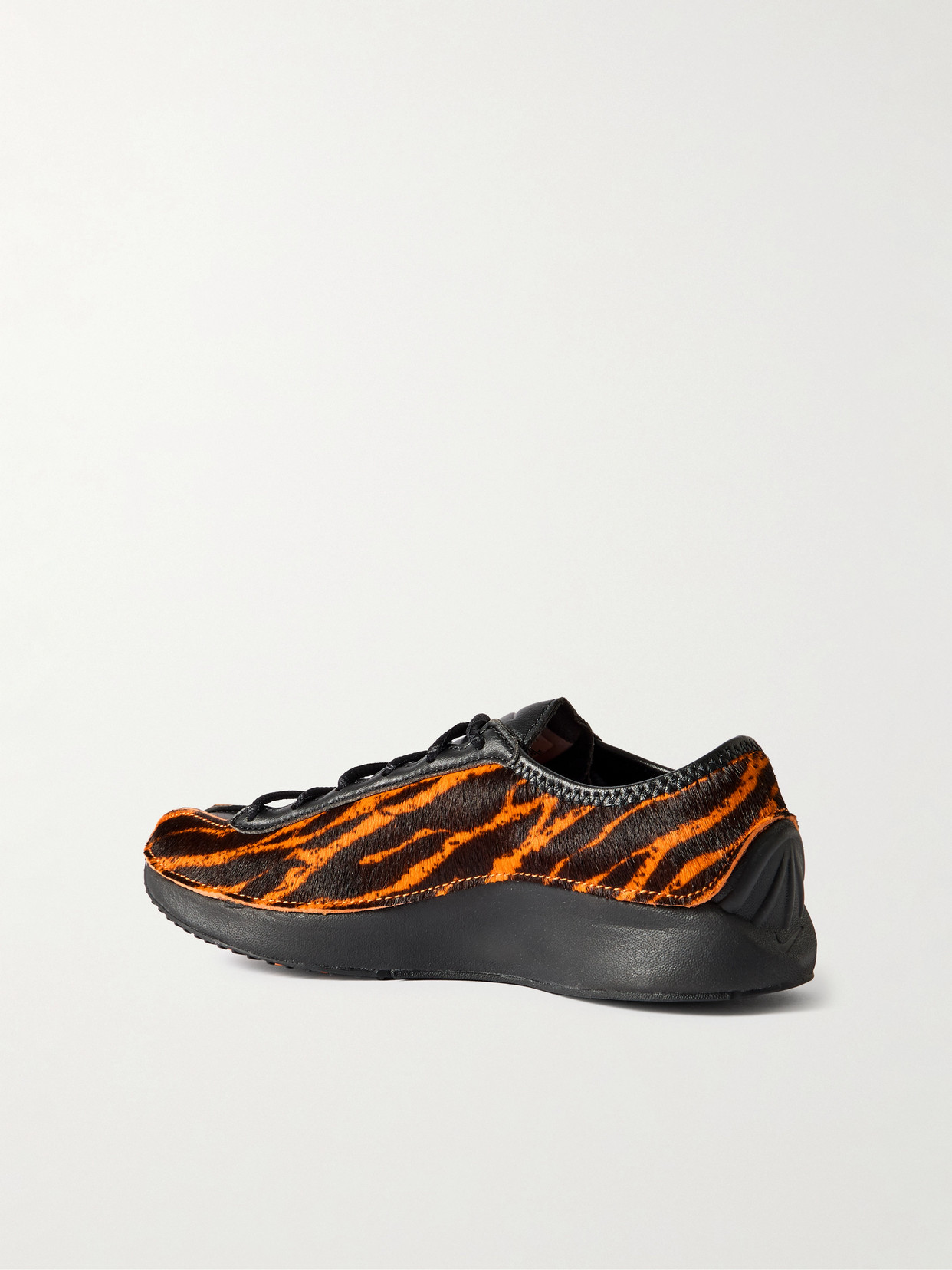 Air Superfly Lx Cheetah-print Calf Hair And Leather Sneakers - Orange