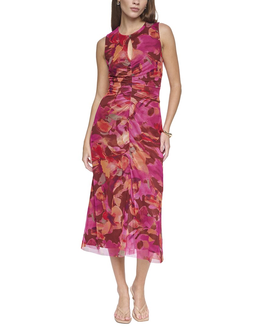 Mesh Printed Midi Dress