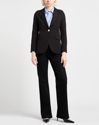 Woman Blazer Black Size 12 Polyester, Elastane