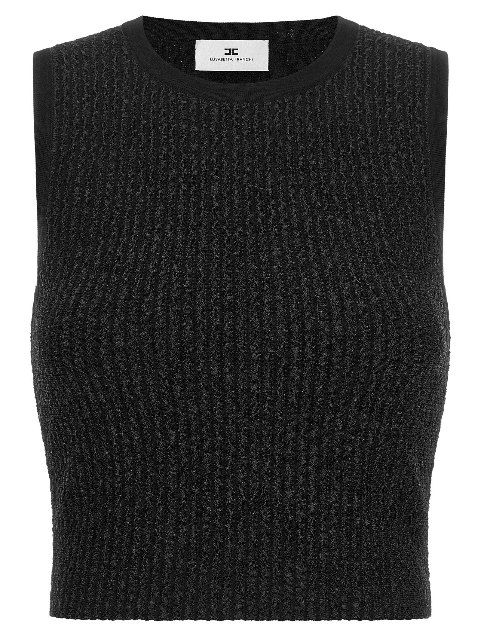 Ribbed Knit Tank Top — Black