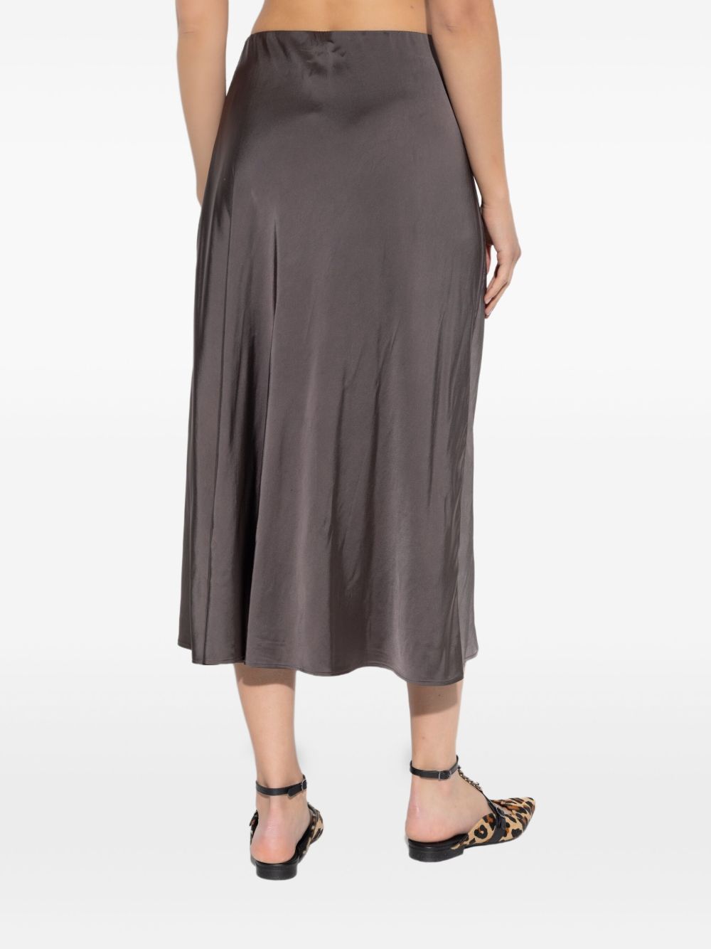 Satin-finish midi skirt - Grey