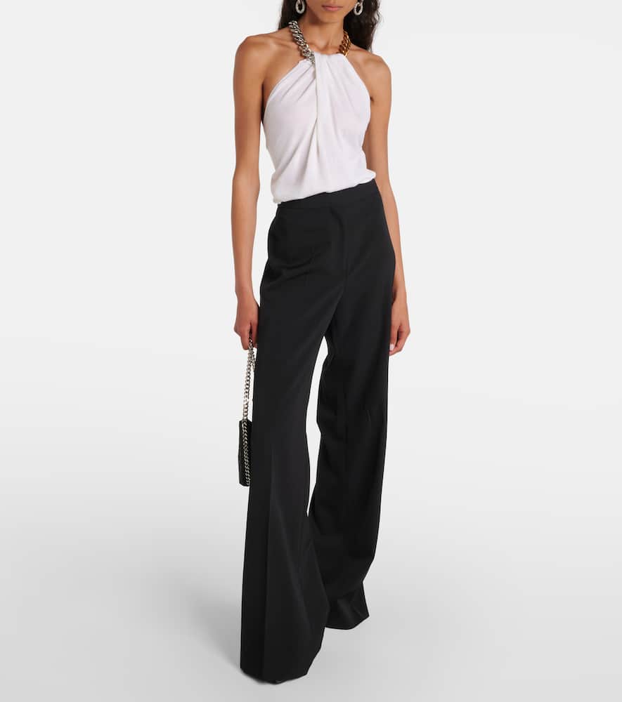 Embellished halterneck wool top