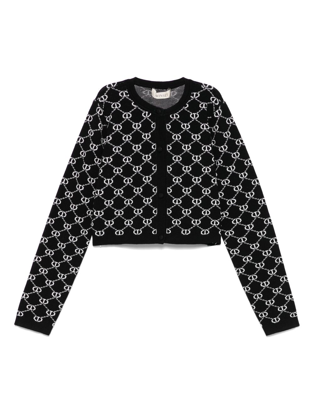 Logo-intarsia cardigan - Black