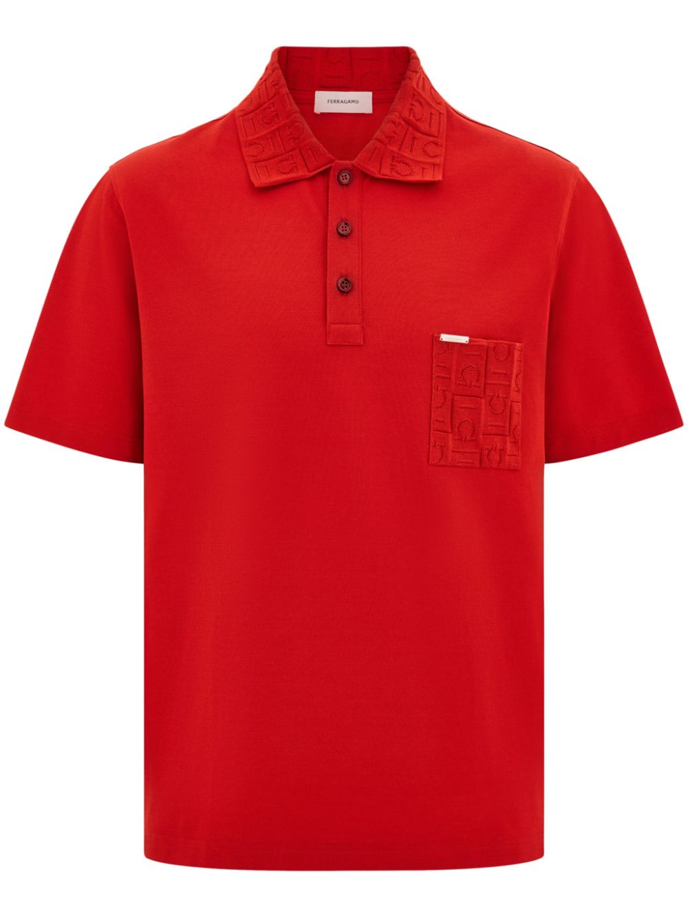 Jacquard detailing polo shirt - Red