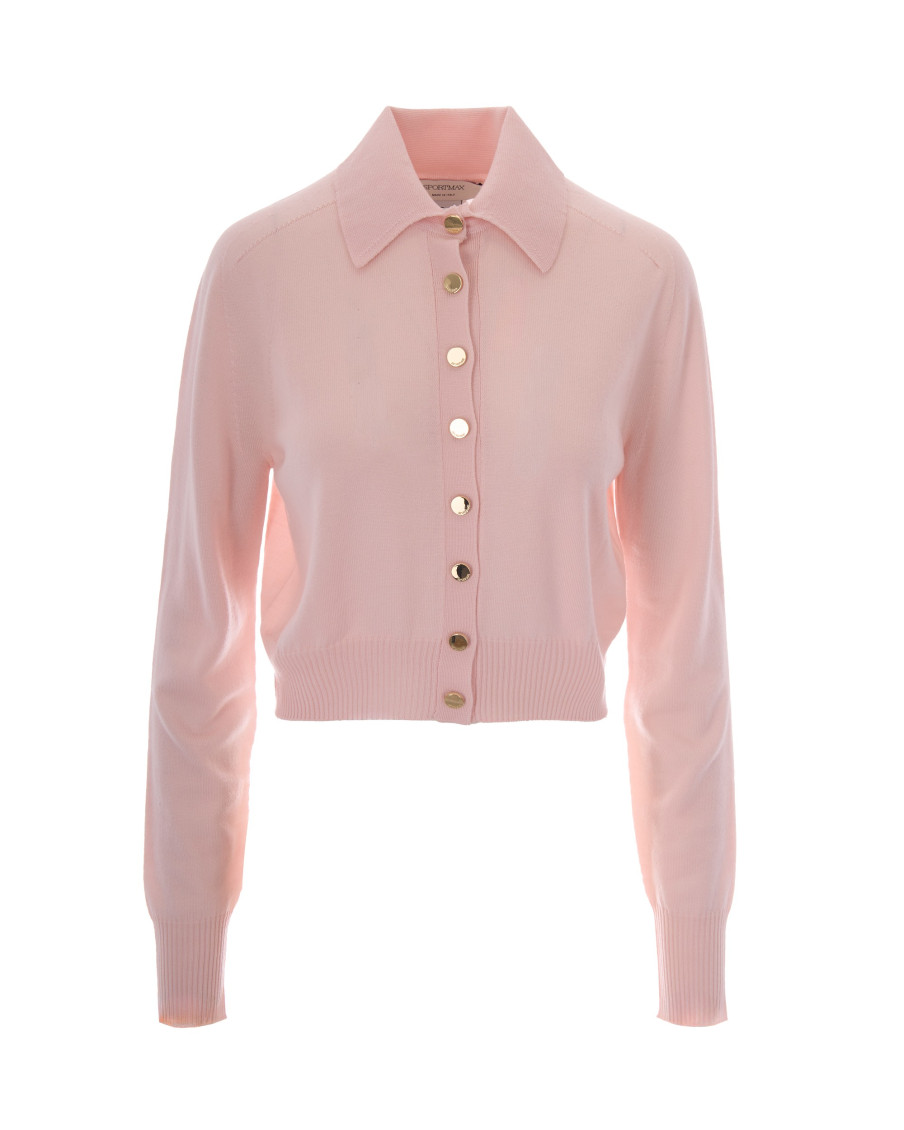 Pink Shirt Collar Cardigan