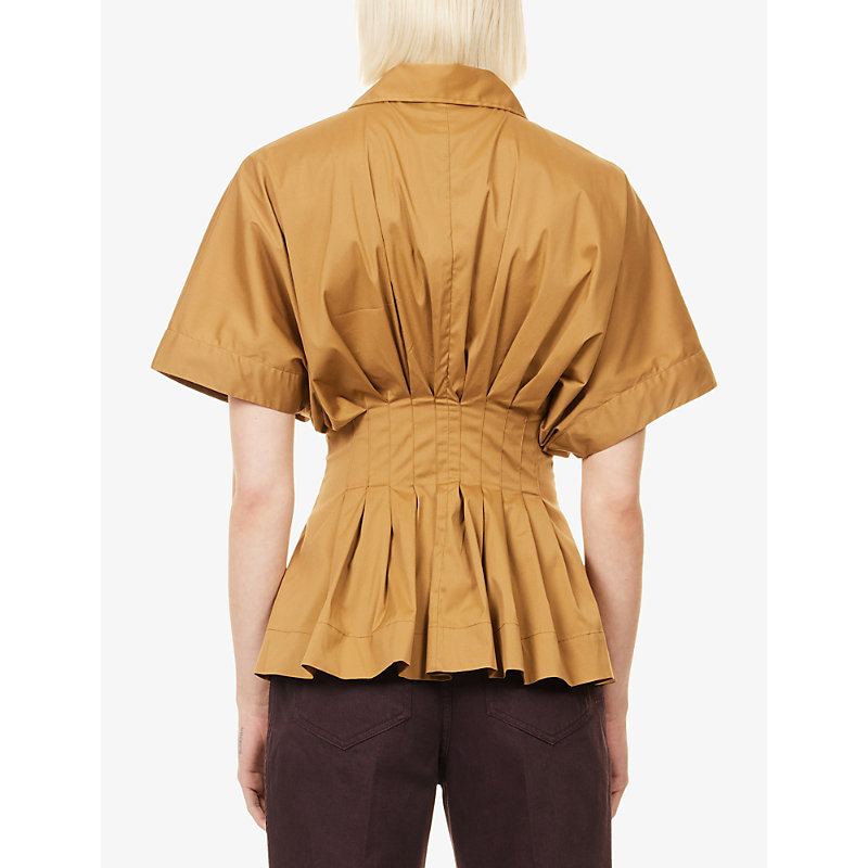 Womens Courage Pleated Cotton-Blend Shirt
