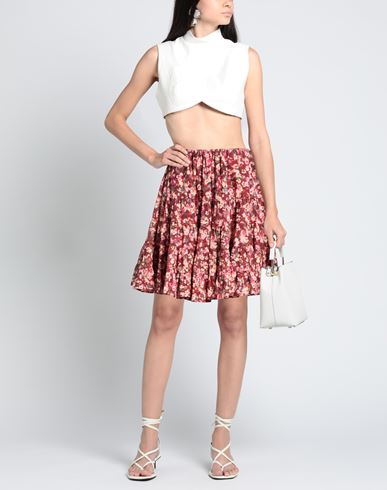 Woman Mini skirt Burgundy Size M Cotton
