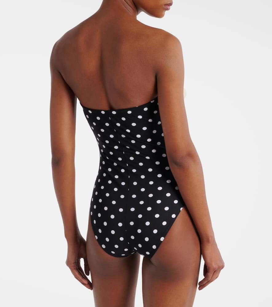 Floral-appliqué polka-dot swimsuit