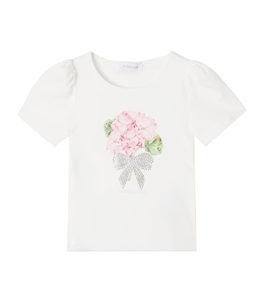 Floral cotton-blend jersey T-shirt