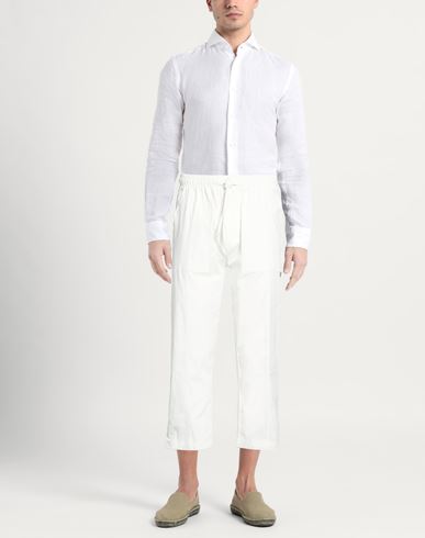 Man Pants White Size M Cotton, Elastane