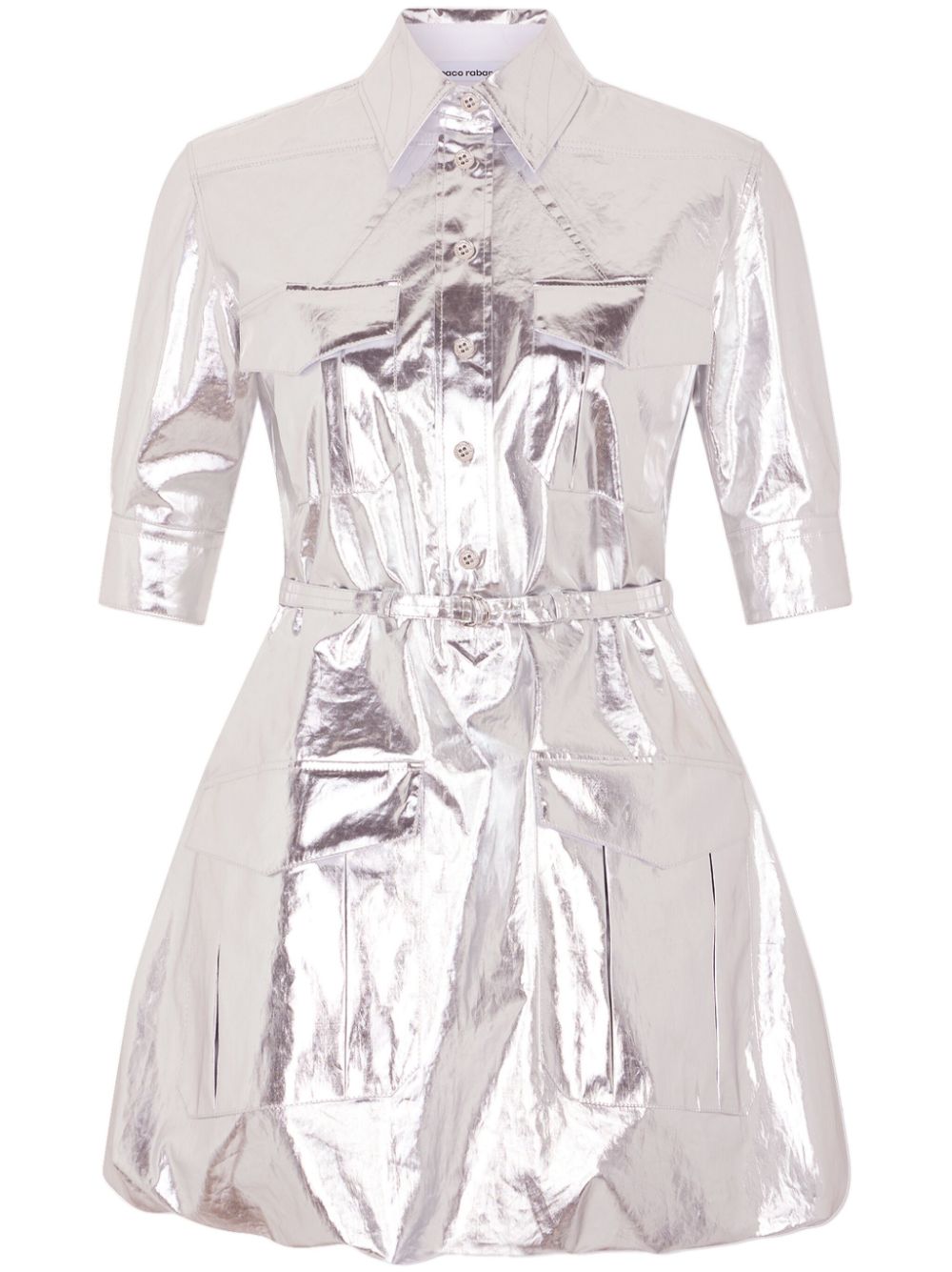 Metallic patch-pocket minidress - Silver
