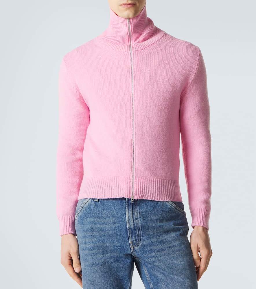 Wool-blend zip-up sweater