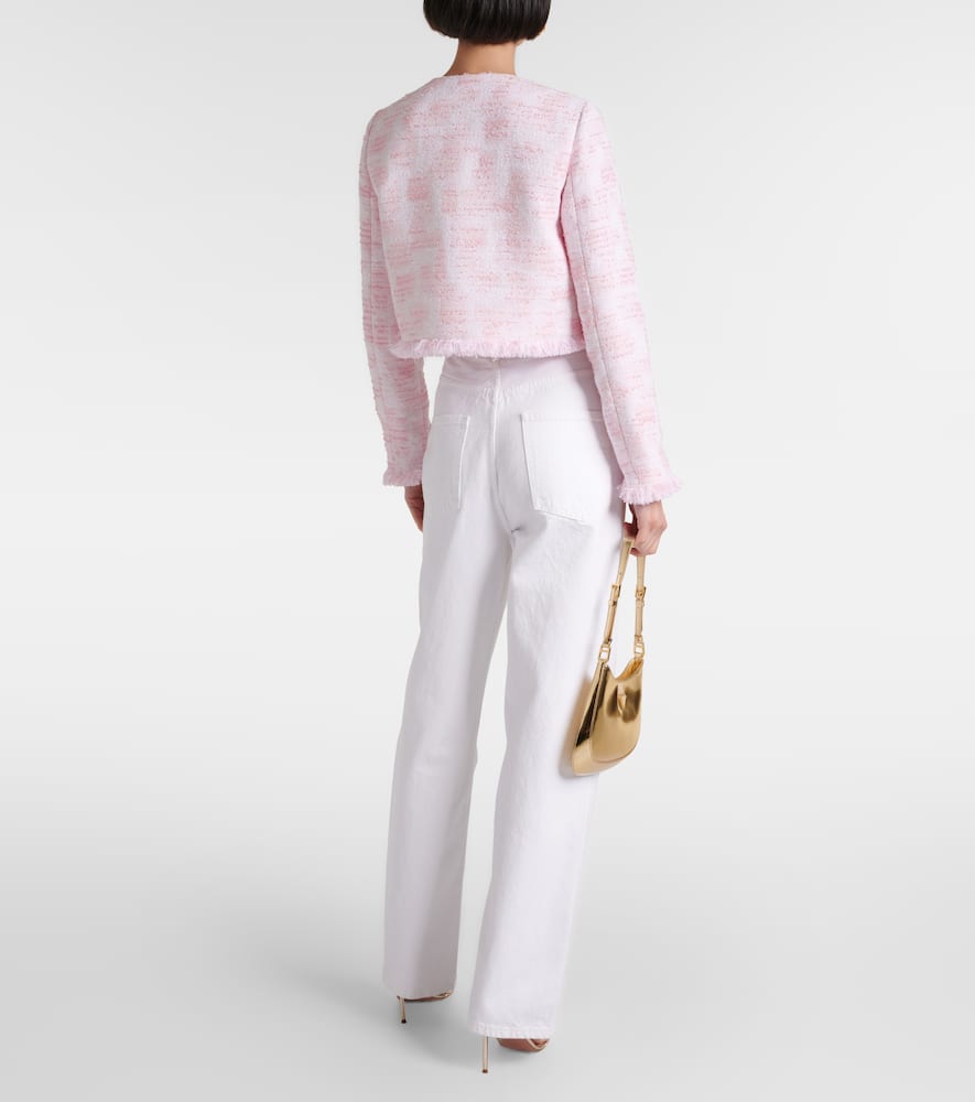 Fringed cropped tweed jacket