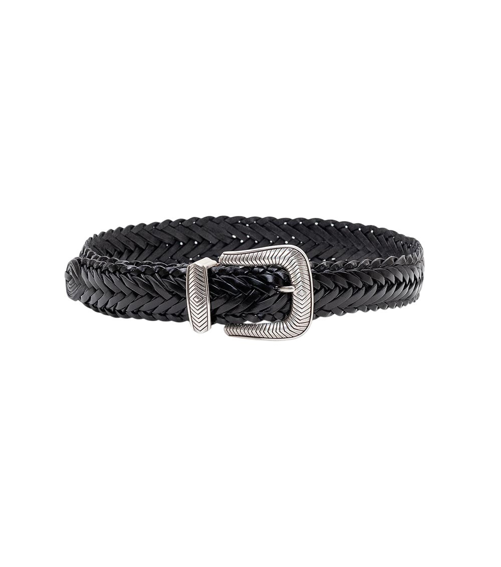 Black Braided Buckle Belt