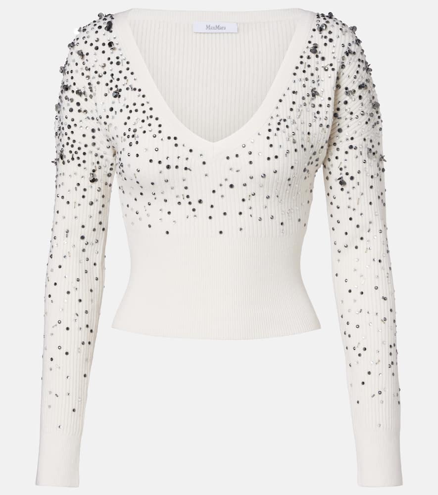 Gang embellished wool-blend sweater