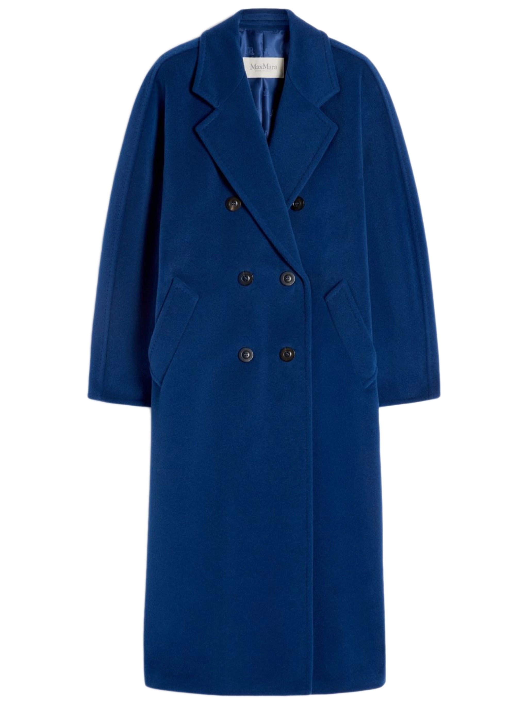 Embellished Wool-Cashmere Oversized Blazer Coat with Lapel Collar and Turn-Up Kimono Sleeves