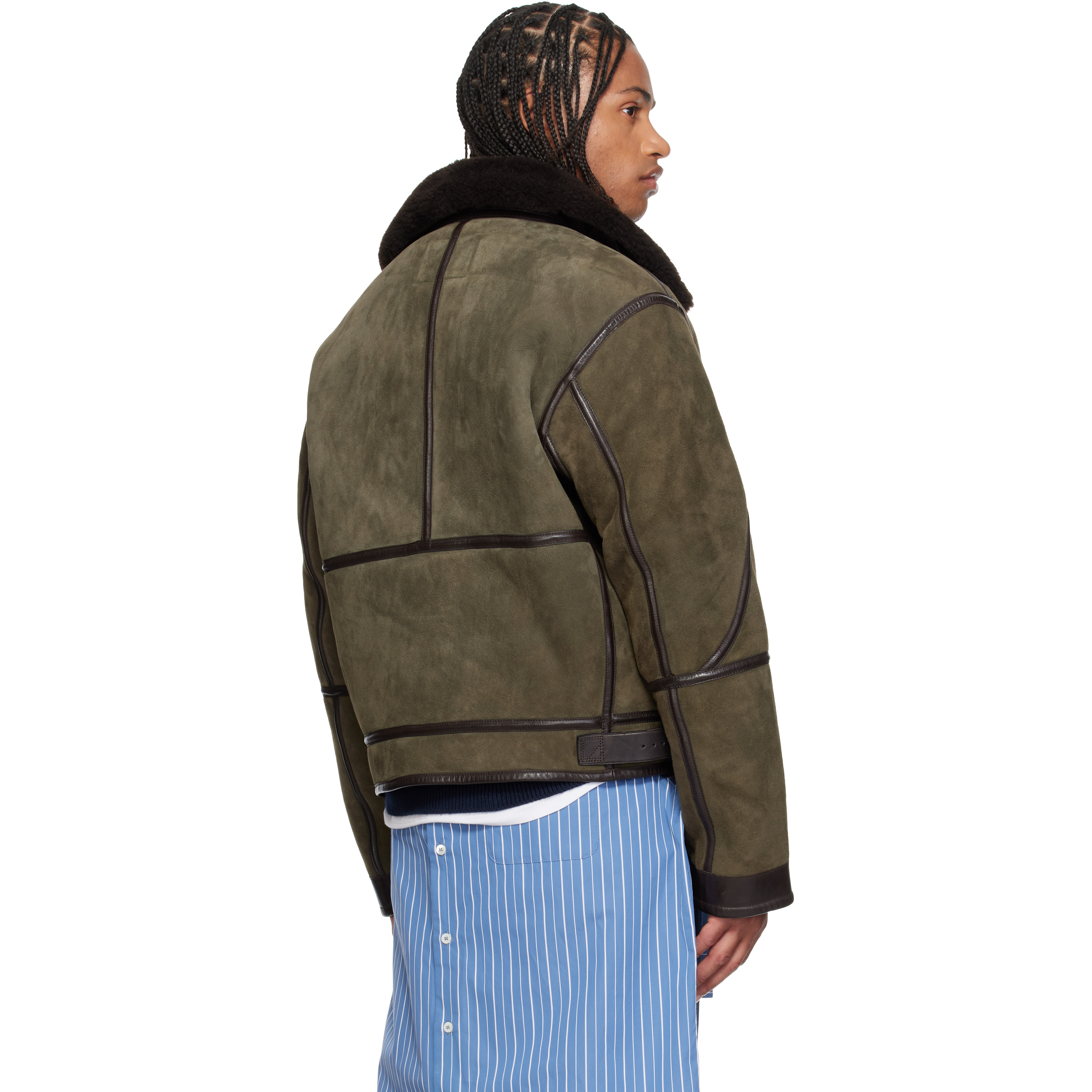 Khaki Shearling Flight Jacket