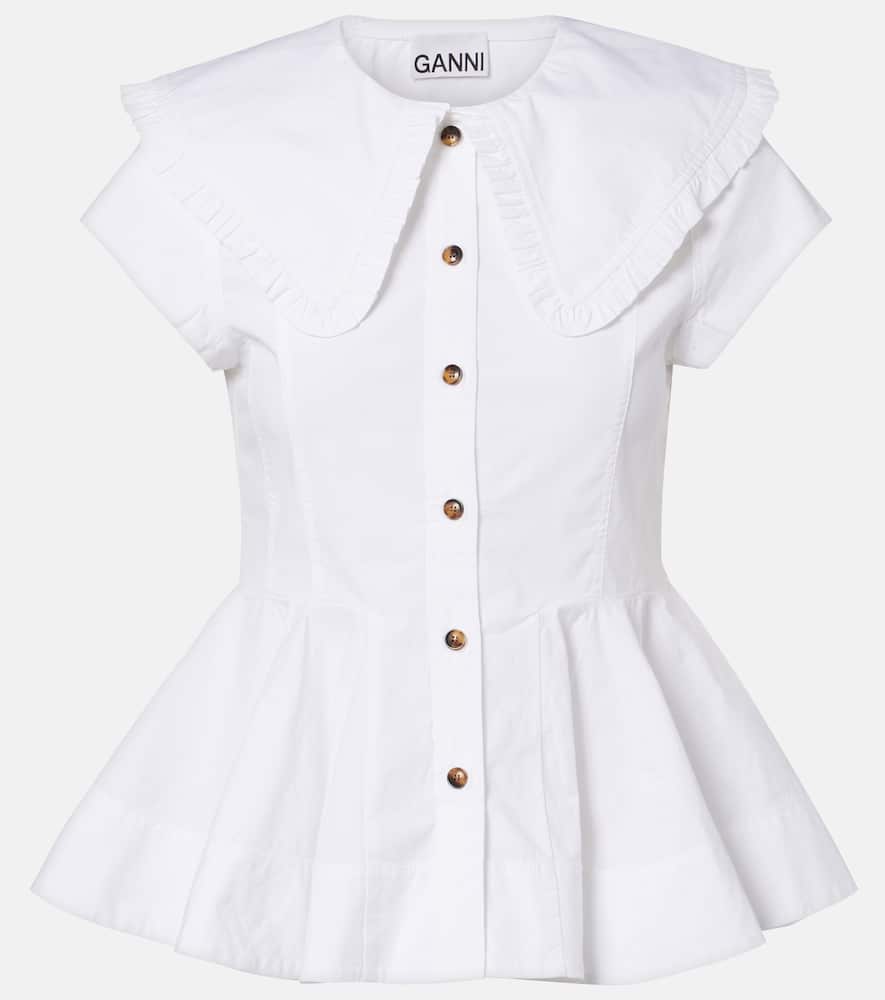 Ruffled cotton-blend shirt