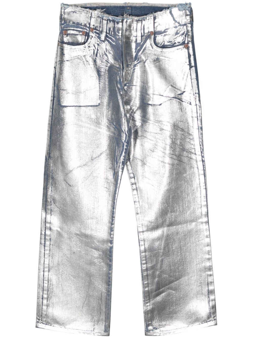 Silver foil-coated jeans
