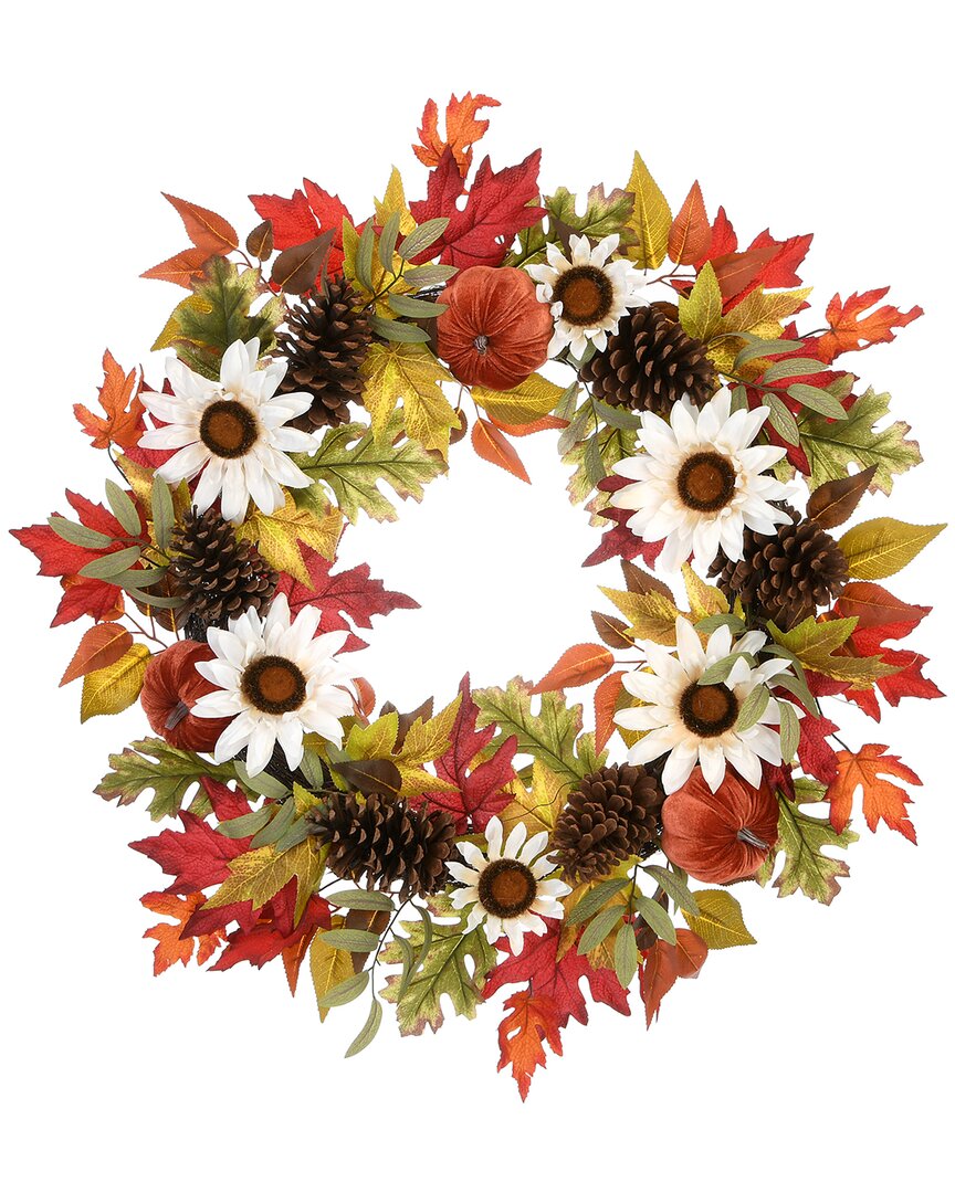 National Tree Company 32 Harvest Sunflowers and Pumpkins Wreath