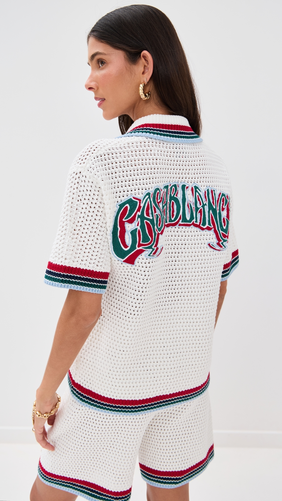 Casablanca Sporty Faux Crochet Shirt White 
