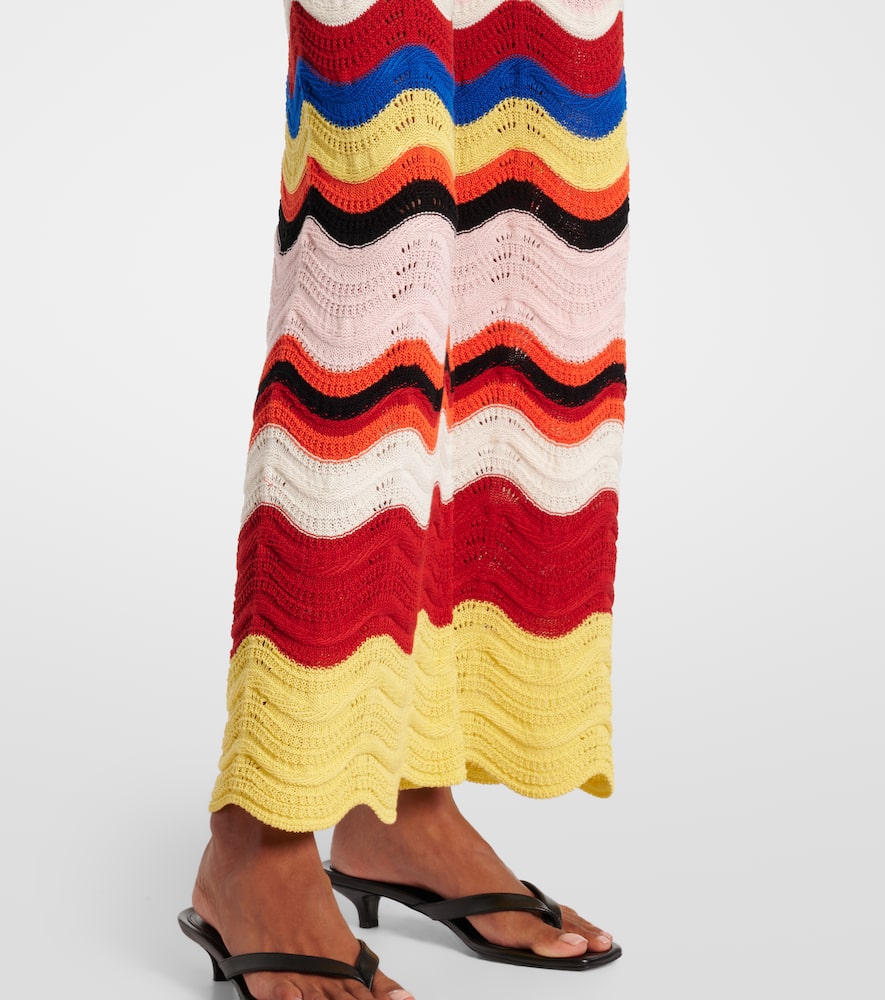 Chevron crochet cotton wide-leg pants