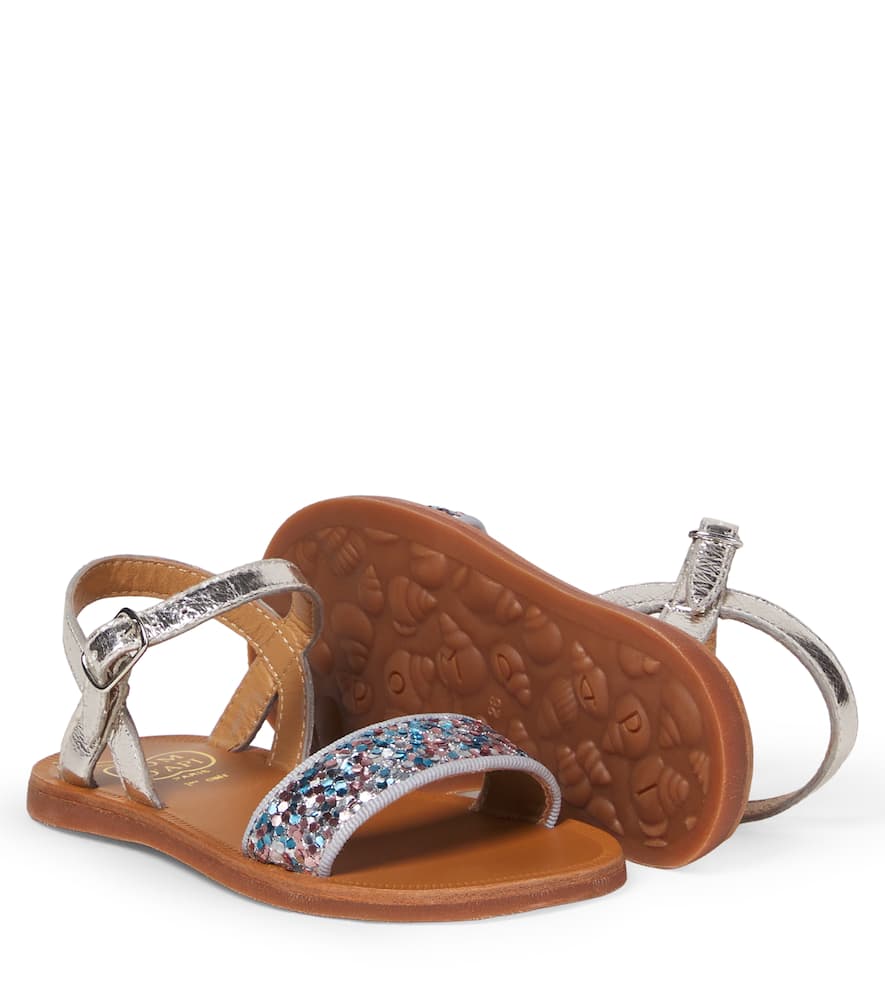 Plagette Buckle glitter leather sandals