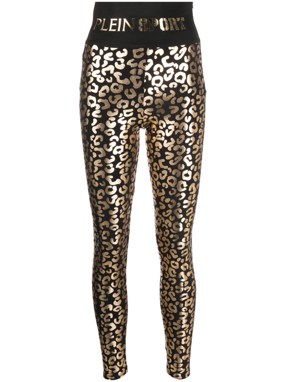 Leopard-print cotton leggings - Black