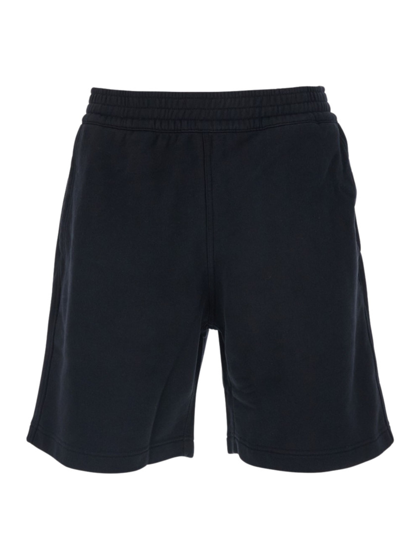 Black Bermuda Shorts With Elastic Waist And Logo Patch On The Back In Cotton Man