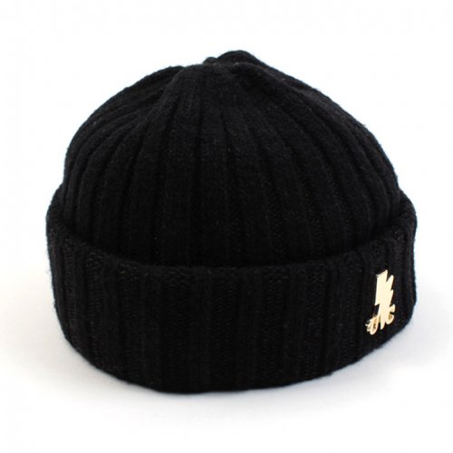 Black GD Wool Short Beanie Wool short beanie