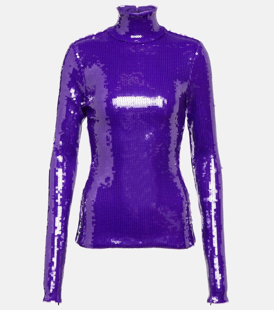 Sequined turtleneck top