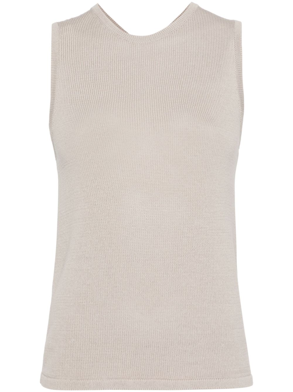 Criss-cross knitted cotton top - Neutrals