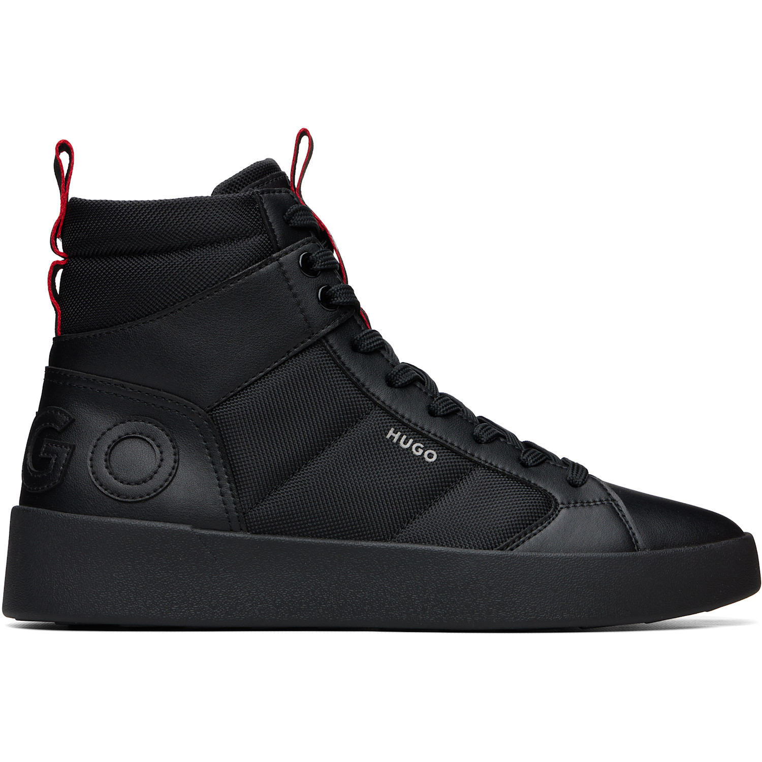 Black Canvas & Faux-Leather Sneakers