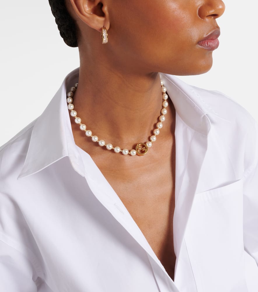 Interlocking G pearl necklace