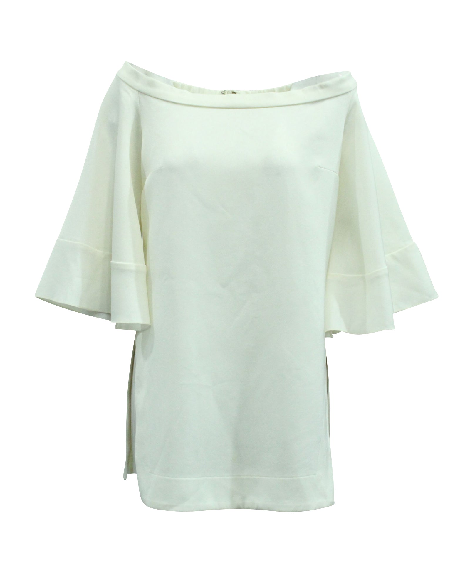 Elize Off-The-Shoulder Bell Sleeve Top in White Cotton