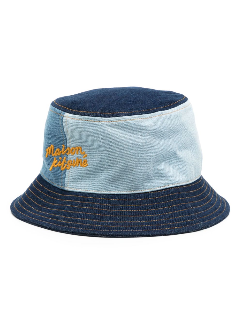 Logo-embroidered denim bucket hat - Blue