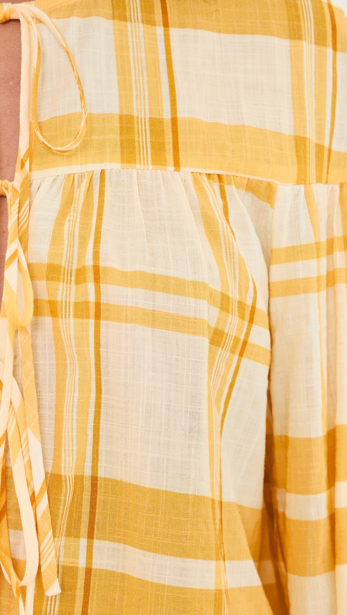Off-white Yellow Frescor Front Ties Blouse Off-White Yellow Fresco