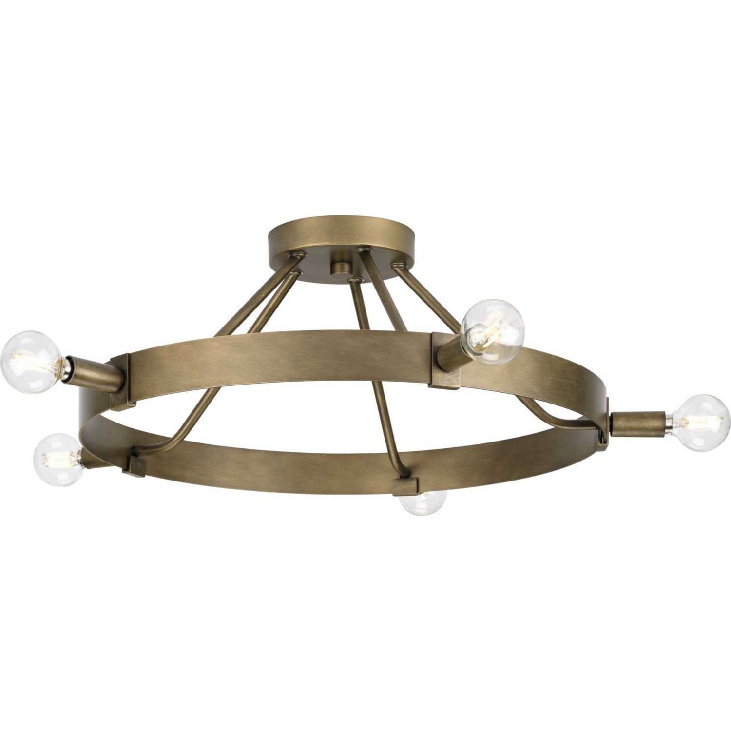 Aged Bronze Five Light Semi Flush Mount from the Breckenridge Collection