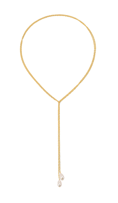 NAiiA x REVOLVE Baroque Pearl Lariat Necklace in Metallic Gold