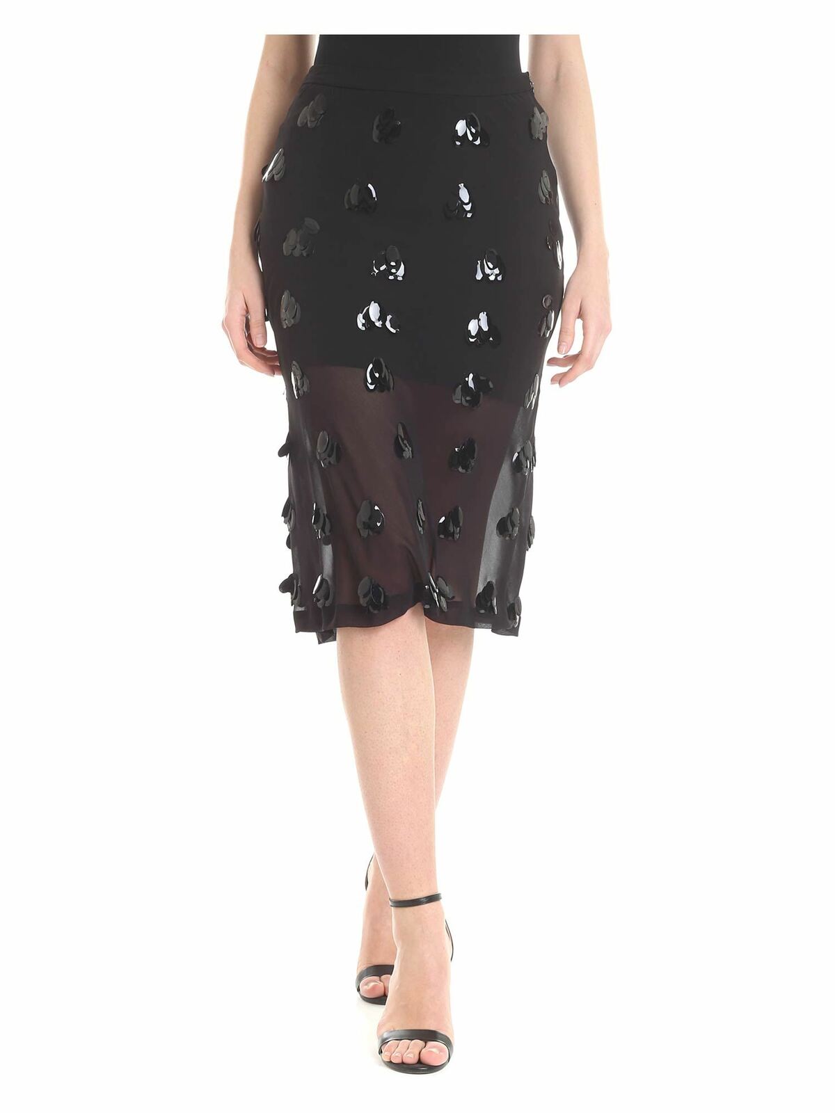 Semitransparent decorated skirtin black