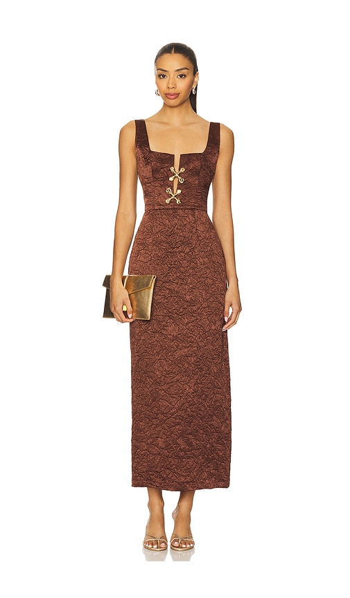 Usisi Sister Lauren Acetate Dress in Chocolate.  XS. Also in L