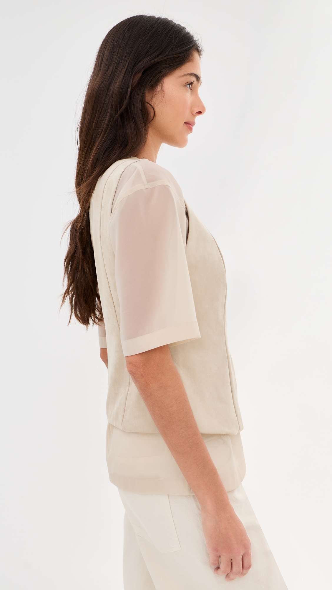 Lottie Faux Suede Vest Feather Grey