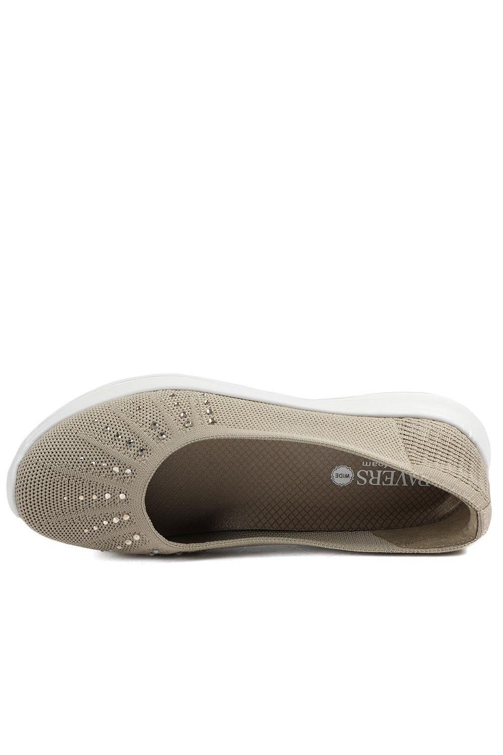 Pavers Women's Wide Fit Memory Foam Sporty Pumps Flat in Beige