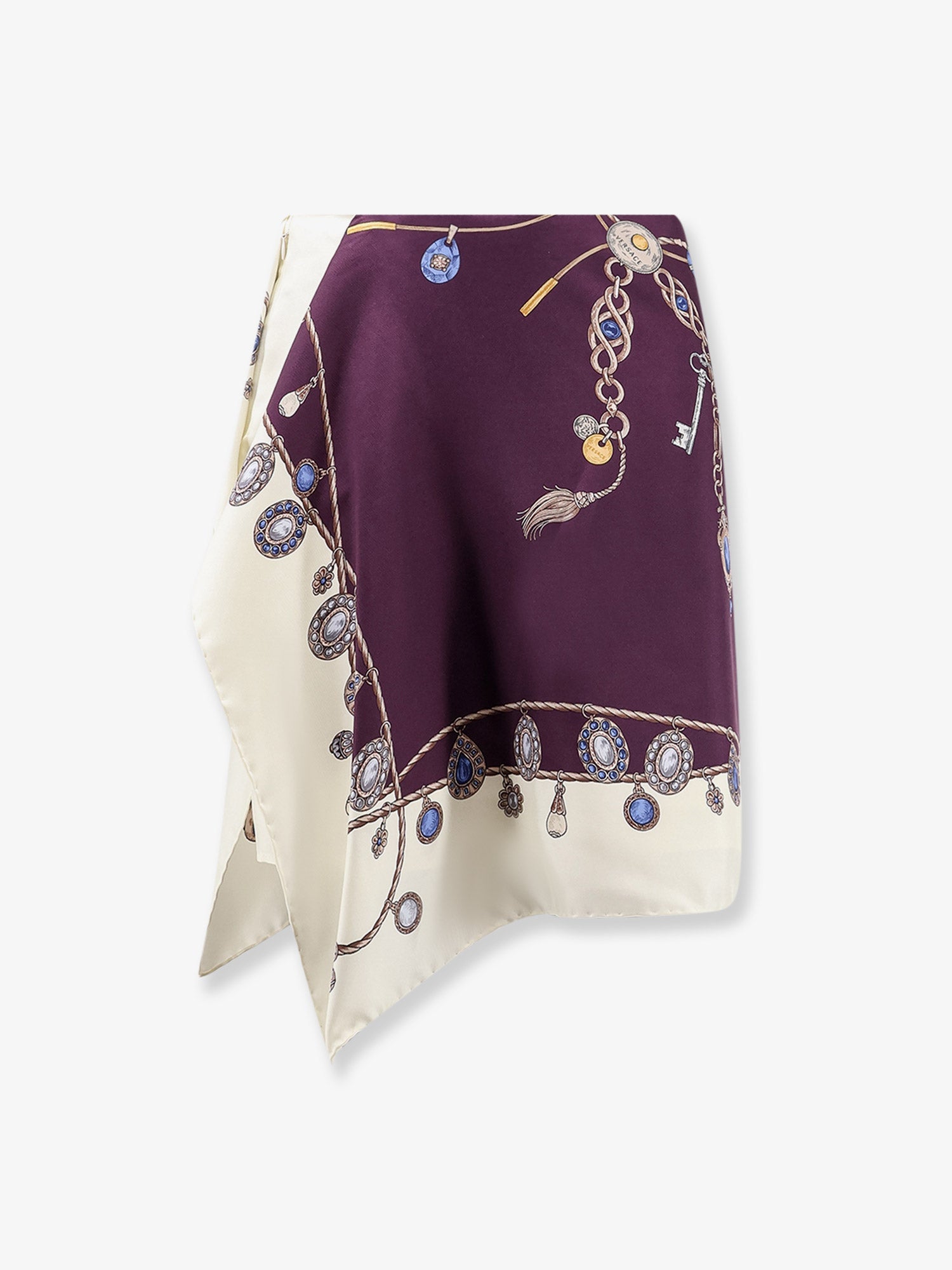 Stolen Jewels Print Silk Twill Miniskirt — Purple