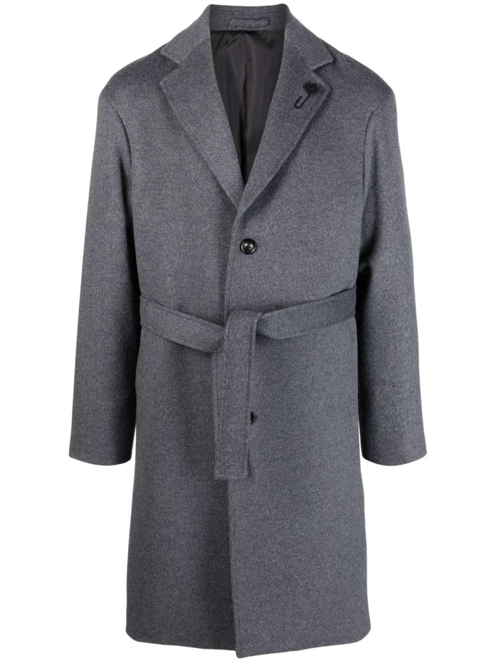 Single-breasted belted-waist coat - Black