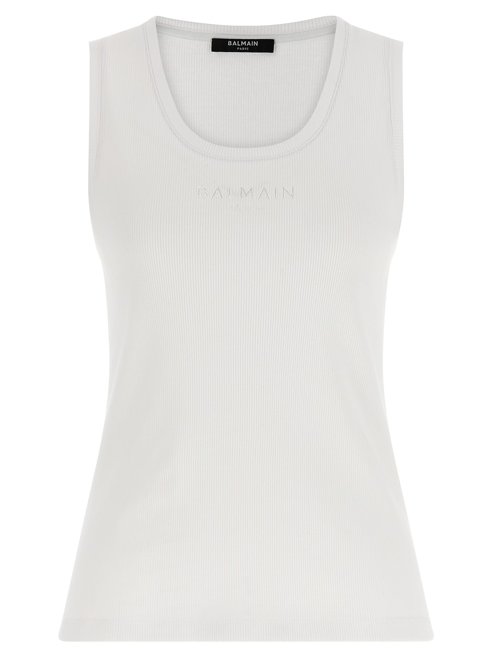 Logo-Embroidered Ribbed Cotton Tank Top — White
