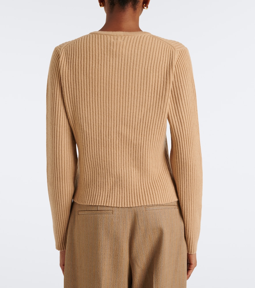 Ribbed-knit wool and cashmere cardigan